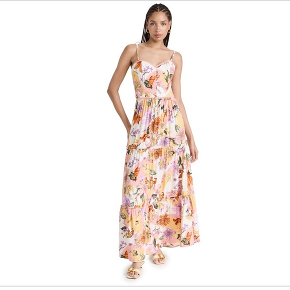 Agua Bendita Dresses & Skirts - Agua Bendita Orange Pink Sleeveless Floral Maxi Sundress